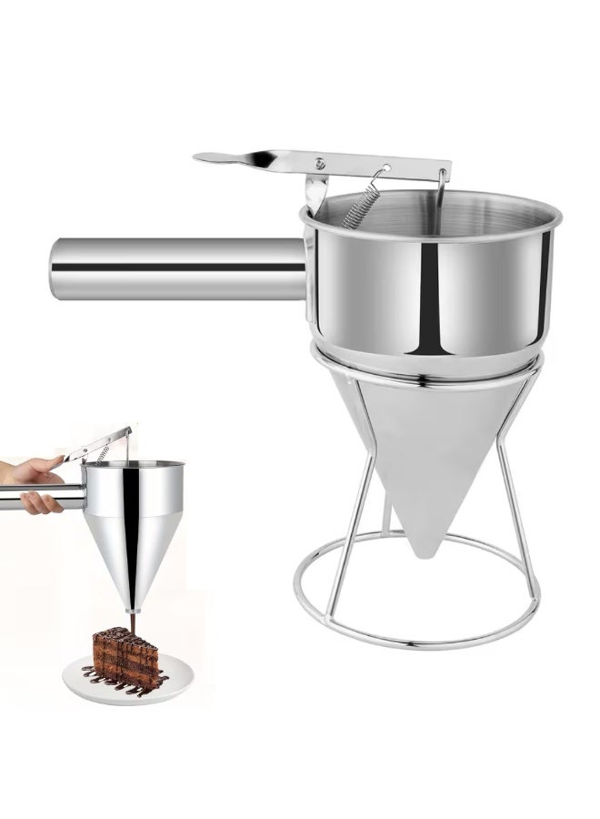 AMM Stainless Steel Batter Dispenser with Stand | Manual Pancake & Cupcake Batter Pourer | Detachable Handle - Image 2